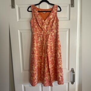 Floral Sleeveless Dress - Orange and Pink